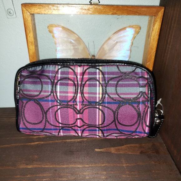 New Coach SignatreteTartain Cosmetic Pouch Bag - Picture 5 of 8